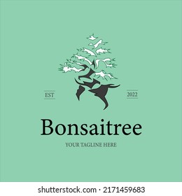 Cool Bonsai Tree Logo Color Background 