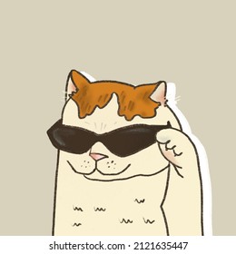 Cool cartoon cat and his sunglasses