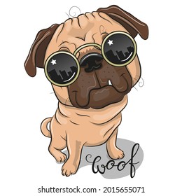 Cool Cartoon Pug Dog With Sun Glasses