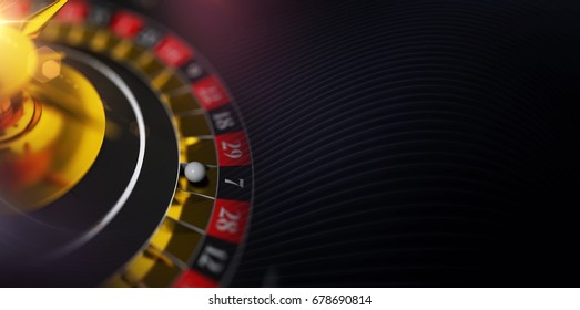 Cool Casino Roulette Banner With 3D Roulette Wheel Illustration.