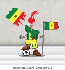 Cool character illustration of soccer, Senegal national team for your t-shirts and products - Powered by Shutterstock