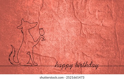 Cool dog cheering a toast with cocktail drink. Thin line style Happy Birthday greeting card. Party or festive event. Monochrome background. - Powered by Shutterstock