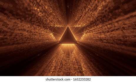 A cool futuristic background with a shiny golden triangle in the middle - Shutterstock ID 1652233282