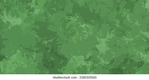 Cool Green Camo Background, Camouflage Painted Design Elements Of Color Splashes And Paint Spatter Blobs In Light And Dark Green Grunge Texture