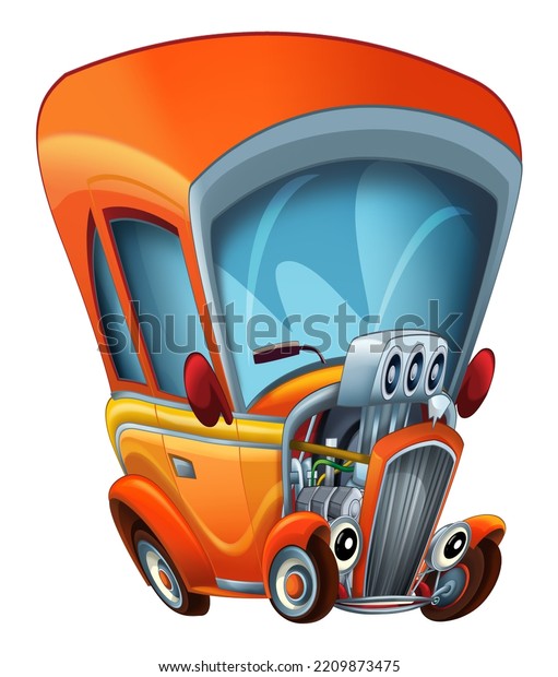 cool looking cartoon hod rod isolated caricature\
- illustration for\
children