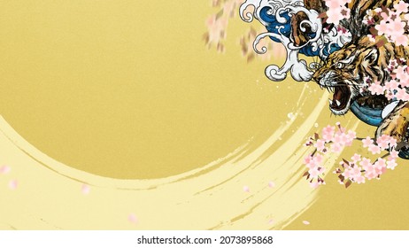 Cool Oriental  Background With Tiger 