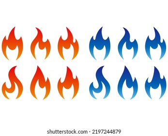 Cool Red And Blue Fireball Flame Icon Set