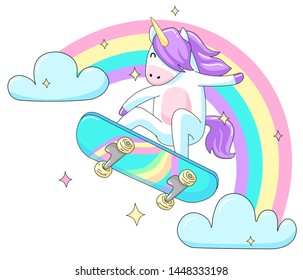 
Cool Unicorn Skater. Cute Illustration