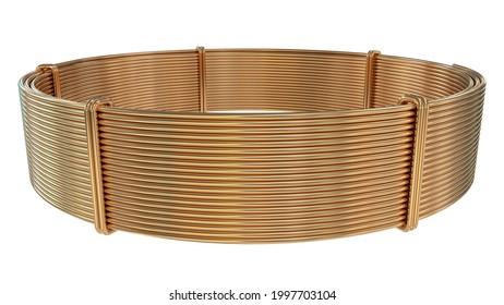 Copper Wire Coil. Isolated Cg Industrial 3D Illustration