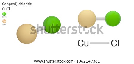 Copper(I) chloride, commonly called cuprous chloride, is the lower chloride of copper, with the formula CuCl or ClCu. 3d illustration. The molecule is represented in different structures. Stock photo © 