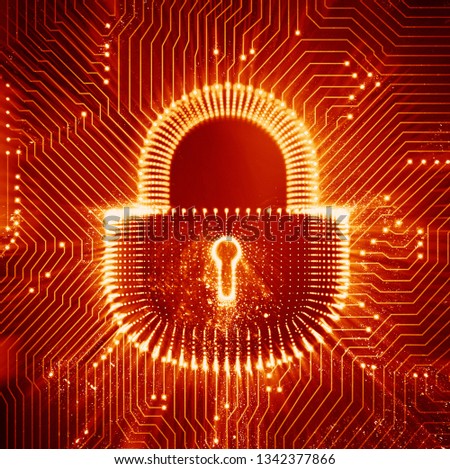 Coputer internet cyber security background. Cyber crime illustration. digital lock