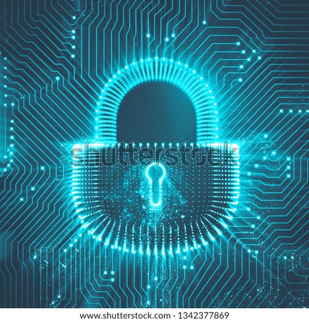 Coputer internet cyber security background. Cyber crime illustration. digital lock