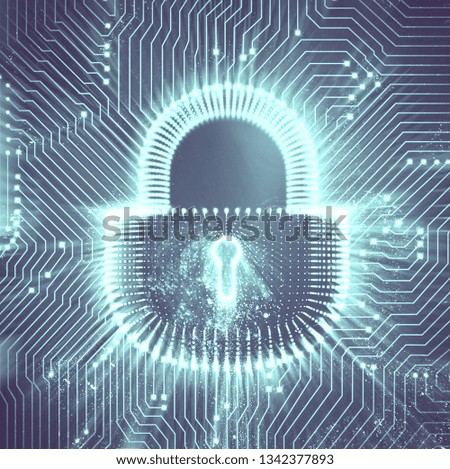 Coputer internet cyber security background. Cyber crime illustration. digital lock