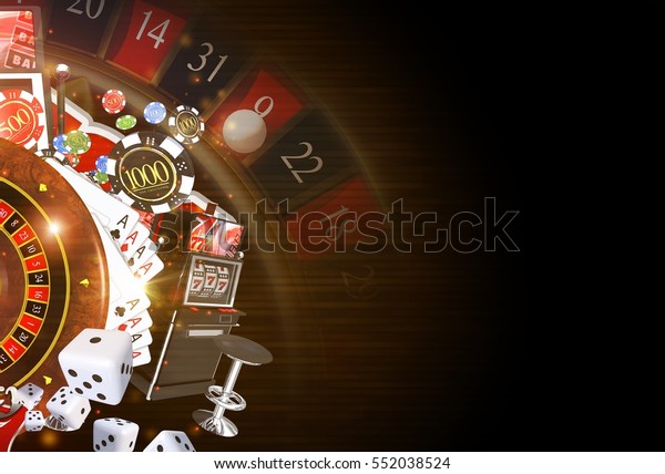 スペースカジノ背景3dレンダリングイラストをコピーします ダークカジノの賭博テーマ のイラスト素材