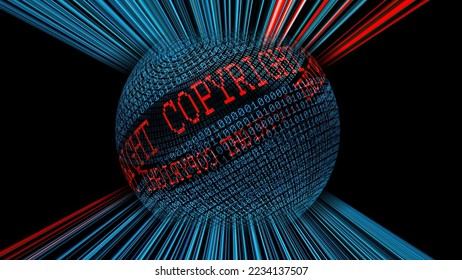 Copyright and binary data sphere concept