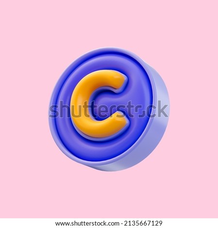 copyright icon 3d render concept for Registered Trademark service mark and website sign symbol