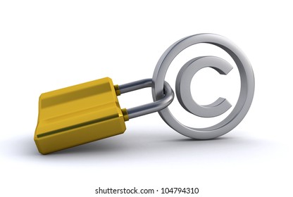 Copyright Sign And Padlock