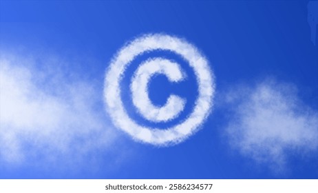 "Copyright Symbol" with cloud effect on a blue sky, representing intellectual property, protection, and creativity