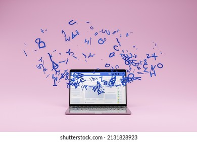 Copywriting for social media, letters flying out of a laptop. 3D Illustration - Powered by Shutterstock