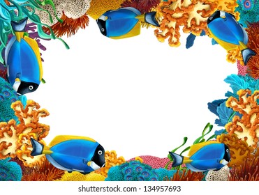 Coral Reef Frame Border Illustration Children Stock Illustration ...