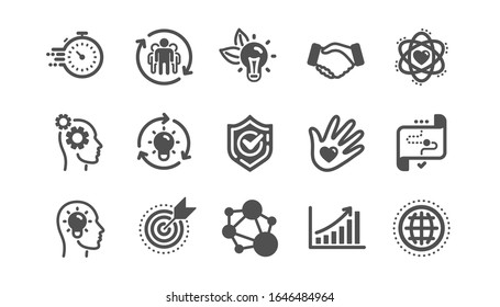 Core Values Icons. Integrity, Target Purpose And Strategy. Helping Hand, Social Responsibility, Commitment Goal Icons. Classic Set. Quality Set.