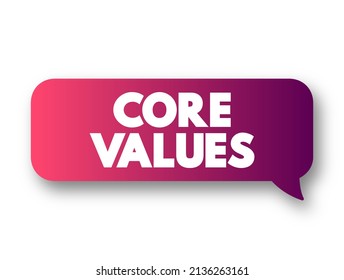 Core Values - Set Of Fundamental Beliefs, Ideals Or Practices That Inform How You Conduct Your Life, Text Concept Message Bubble