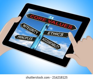 Core Values Tablet Meaning Integrity Ethics Principals And Accountability