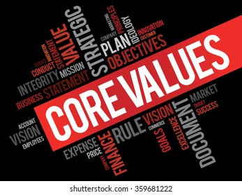 Core Values Word Cloud Business Concept Stock Illustration 359681222 ...