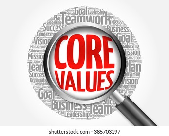 Core Values Word Cloud Magnifying Glass Stock Illustration 385703197 ...