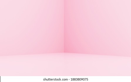Corner of light pink room in the 3d. Pink background, 3d render