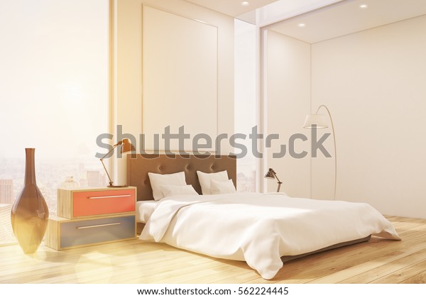 Corner Master Bedroom Bed Set Drawers Stock Illustration