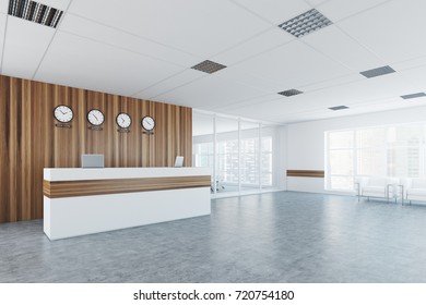 Corner Office Lobby Interior Wooden Glass Stock Illustration 720754180