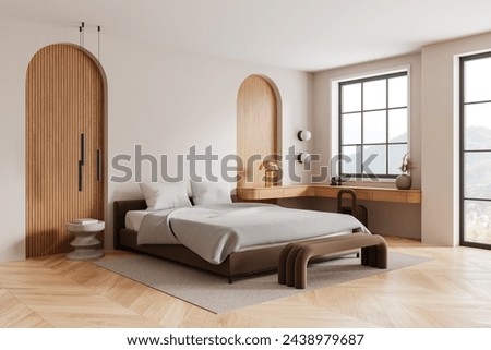 Similar – Image, Stock Photo Modern minimalist bedroom with natural light