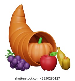Cornucopia 3d rendering isometric icon.