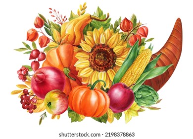 257 Cornucopia Watercolor Images, Stock Photos & Vectors | Shutterstock