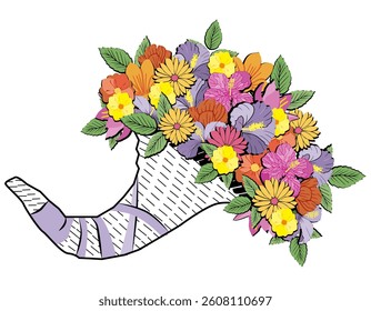 cornucopia with flower colord vector image