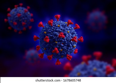 Corona virus COVID 19 microscope illustration. 3D render 