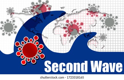 Corona virus Covid-19 second wave outbreak, 3d rendering