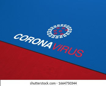 corona virus logo coronavirus 2019-nCoV covid-19 with text on blue background. Virus Pandemic Protection Concept