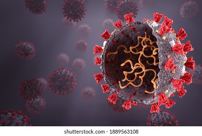 Corona Virus, SARS CoV 2, 2019 NCoV News And Blogs Ready Image. Text Free Image. 3D Illustration. Image Template. 