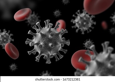 Coronavirus 2019-nCov Microscope Virus Close Up. 3d Rendering.