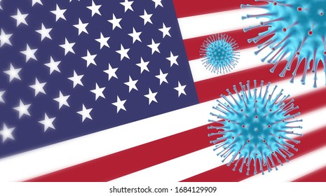 Coronavirus Attacks The United States. Economic Impact. CoronaVirus Alert. 3d Illustration.