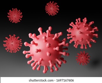 Coronavirus. Corona virus on dark background. 3d rendering