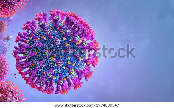 Coronavirus covid-19 Delta variant. B.1.617.2
mutation virus cell 3D medical illustration background. Indian
strain of corona virus 2019-ncov sars. Mutated coronavirus
SARS-CoV-2 flu disease
pandemic