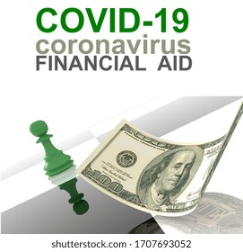 Coronavirus Covid-19 Financial Support Aid Help Assistance Give Dollar - 3d Rendering