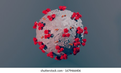 Coronavirus COVID-19 Low Poly Closeup 3D Illustation