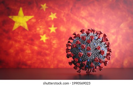 Coronavirus Covid-19 On Flag Of China.3D Illustration