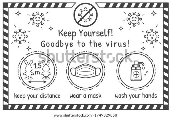 Coronavirus Covid19 Pandemic Prevention Measures Kids Stock Illustration 1749329858