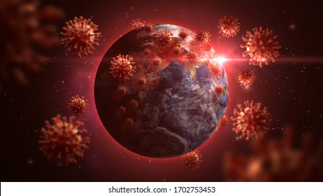 The Coronavirus Or COVID-19 Spread Around The World, Coronavirus Disease Pandemic, SARS-CoV-2, 3D Rendering.