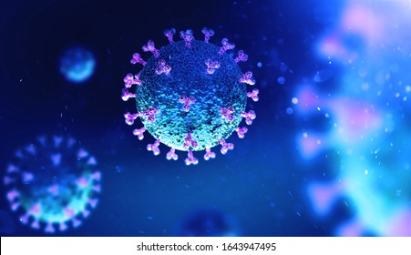 Коронавирус COVID-19 под микроскопом. 3d иллюстрация